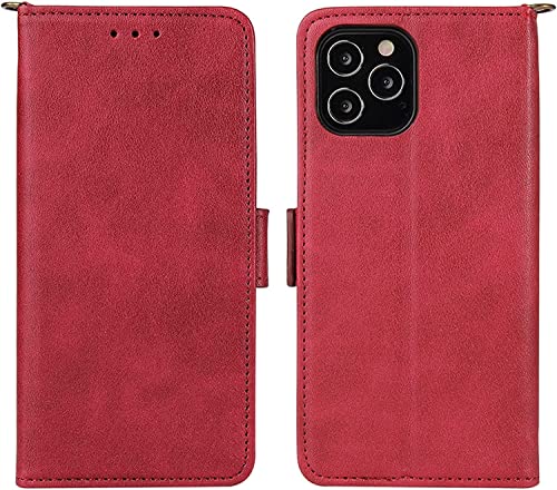 Étui clapet magnétique iPhone 13 Pro rouge contre chutes et chocs quotidiens