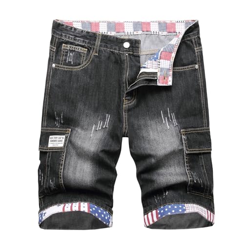 Short bermuda jean homme large style hip hop zippé streetwear mode sport décontracté