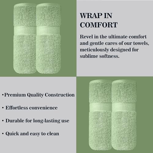 Image of Sulfar 100% Terry Ring Spun Cotton Face Towel - Quick-Dry, Highly Absorbent (480 GSM) (30 x 30 Cm) Nature Green (Pack of 2)