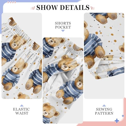 Pajama Pants Bears White Tile Pattern PJ Bottoms Sleepwear Lounge Sleep Pant with Pockets4