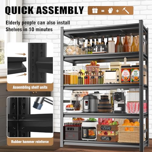 Bezuny WER-01 72 Inch H|36 Inch W All-Metal Garage Shelving Unit And Storage-Easy Assembly Shelves 5-Tier Rack thumb #6