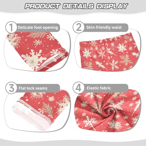 KLL Merry Christmas Snowflake Red Hoho Girls Cotton Leggings Soft Full Length Pants Gym3