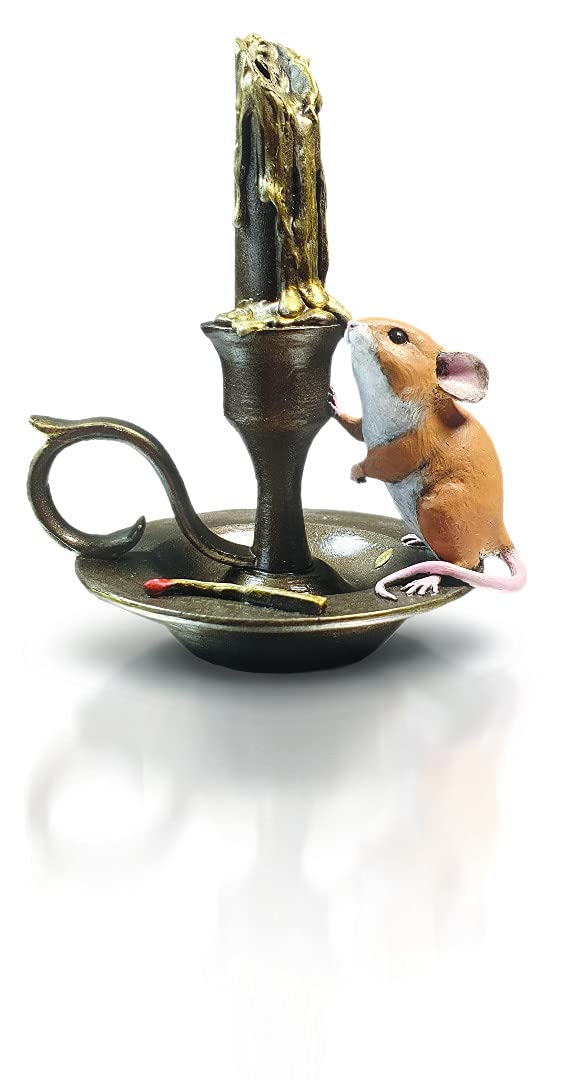 Richard Cooper StudioCold Cast Bronze Mouse on Candlestick - Hand Painted by Michael Simpson