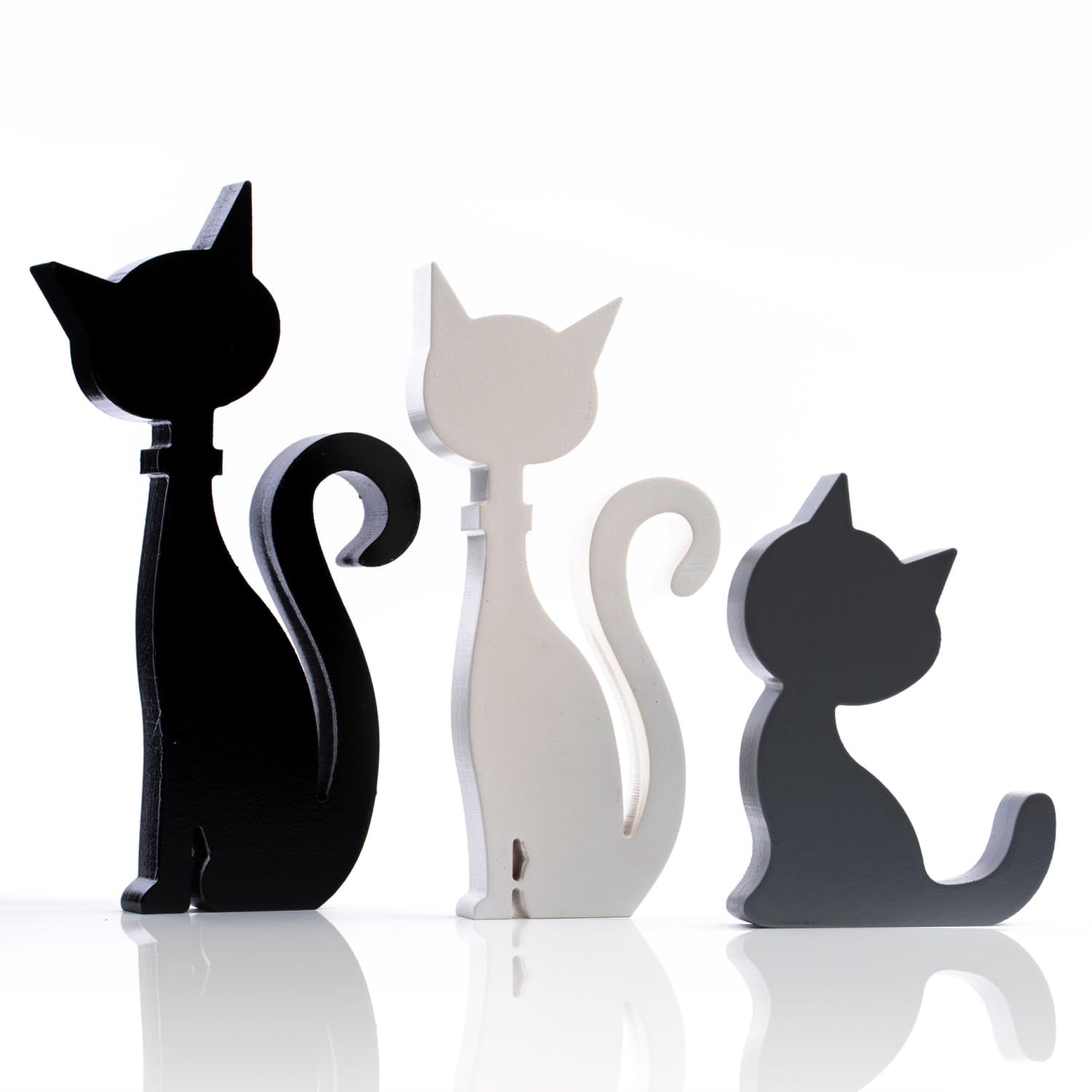GISELA D Halloween Standing Cat Figurines,Pack of 3,Black Cat Halloween Decor,Cat Gifts for Cat Lovers Women Kids Home Deco