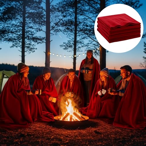Tudomro 6 Pcs 64 x 90 Fire Retardant Blankets First Aid Red Warm Fire Retardant Blanket for Outdoors Camping Stadium Picnics Travel - Image 4