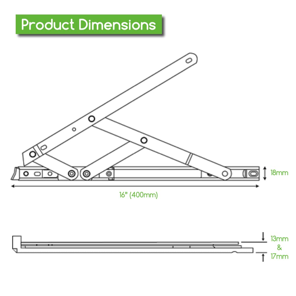 Genius® 16" (400mm) Retrofit UPVC Window Friction Stay Egress Easy Clean Hinges Side Hung (One Pair) - Image 4