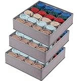 Cawek 3 Pack Drawer Underwear Organizer Dividers， Foldable Dresser Drawer under cabinet organizer Storage Boxes for Socks，Underwear, （Grey）