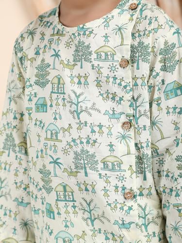 Image of POLKA TOTS Premium Cotton Dhoti Kurta Set for Kids Boys | Traditional Angrakha Style Ethnic Wear for Boys | Kurta Dhoti Set for Kids | Festive & Wedding Clothing Set for Baby