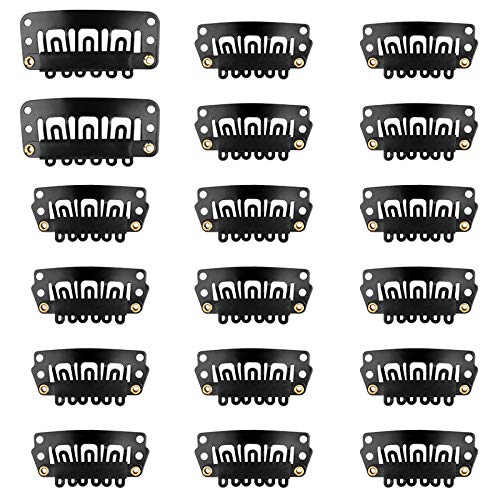 Dadabig 140 Piezas Clips a Presión para Peluca Dientes para Extensiones de Cabello Clip del Metal para La Extensión del Pelo,2 Tamaños,Negro