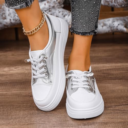 Women's Sneakers Fashion Flat Casual Shoes Comfortable Leather Low Heel Slip On Walking Tennis Shoes for Everyday3