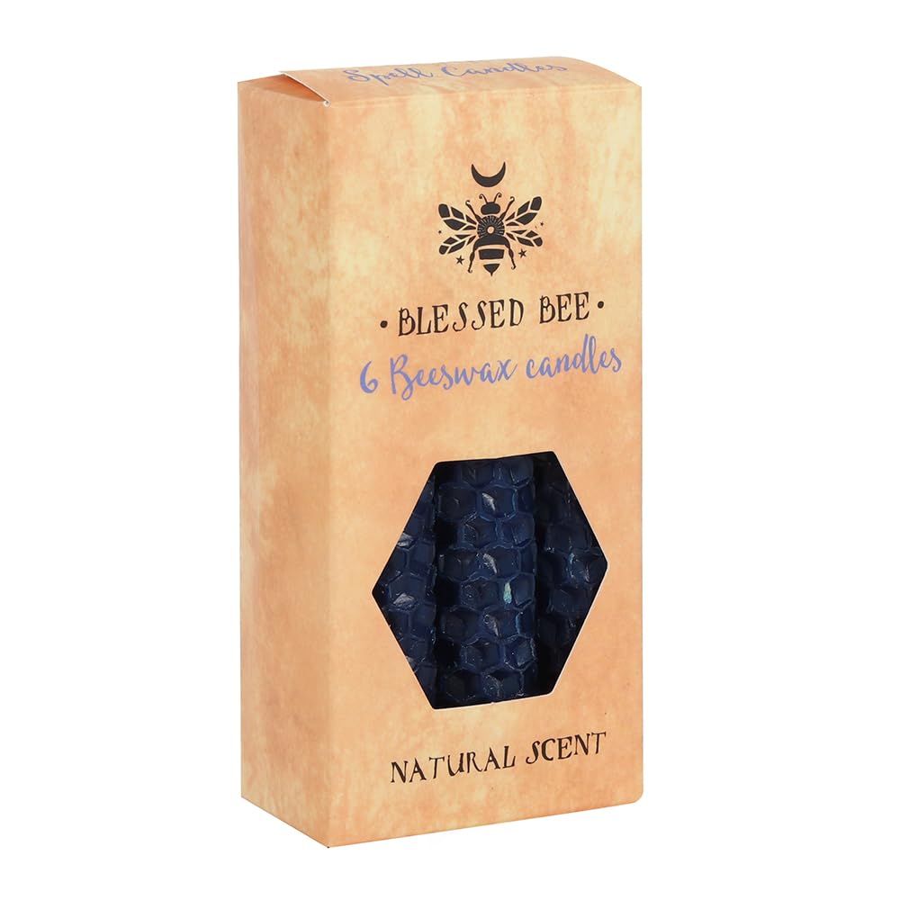 Blessed Bee Blue Beeswax Spell Protection & Wisdom Candle Navy 11cm Pack of 6
