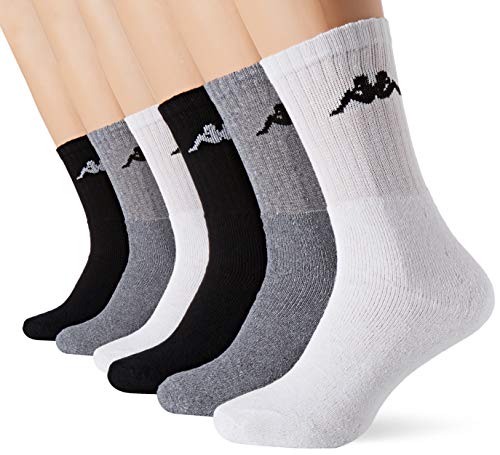Kappa Chaussettes Sport Homme Respirant, Socquettes Homme, Liberté de Mouvement, Crossfit (Lot de 6), Multicolore, 39/42