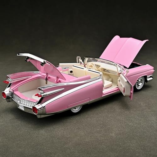 Image of 1:24 Scale Big Cadillac Eldorado Alloy Pickup Car Toy Metal Pull Back Diecast Car with Openable Door and Sound Light, Gifts Toys for Kids【Pink】