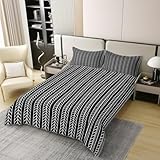 Photo Gallery manfei set di biancheria da letto per ragazze con motivo geometrico a righe e frecce, 100% cotone, motivo astratto con rombi artistici, con copripiumino patchwork geometrico, nero e bianco, 1 federa Photo Gallery manfei set di biancheria da letto per ragazze con motivo geometrico a righe e frecce, 100% cotone, motivo astratto con rombi artistici, con copripiumino patchwork geometrico, nero e bianco, 1 federa