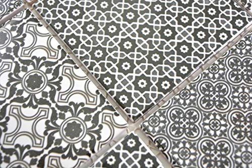 Azulejo de cerámica mosaico negro pared espejo cocina baño MOS22B-0303_f
