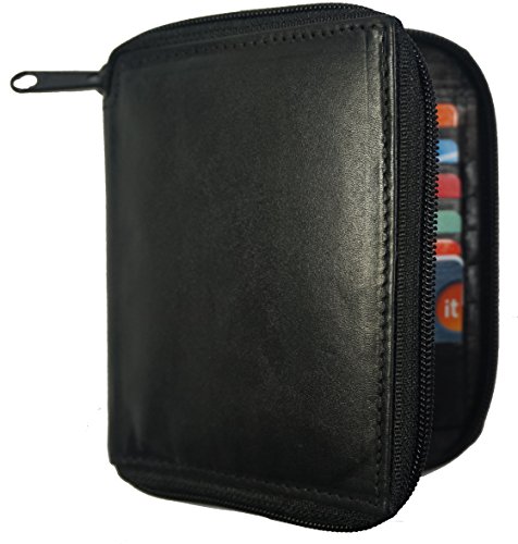 Genuine leatherEuro Style Zip-around(Zipper) Hipster Mens wallet3