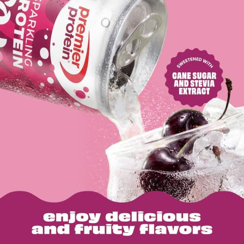 Image of Premier Protein Sparkling Protein Soda, Black Cherry, 15g Whey, 4 Pack