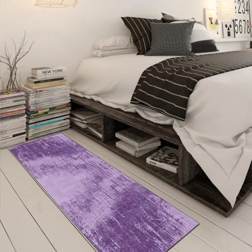Alfombra pasillo morada 90x200 lavable abstracta antideslizante 3
