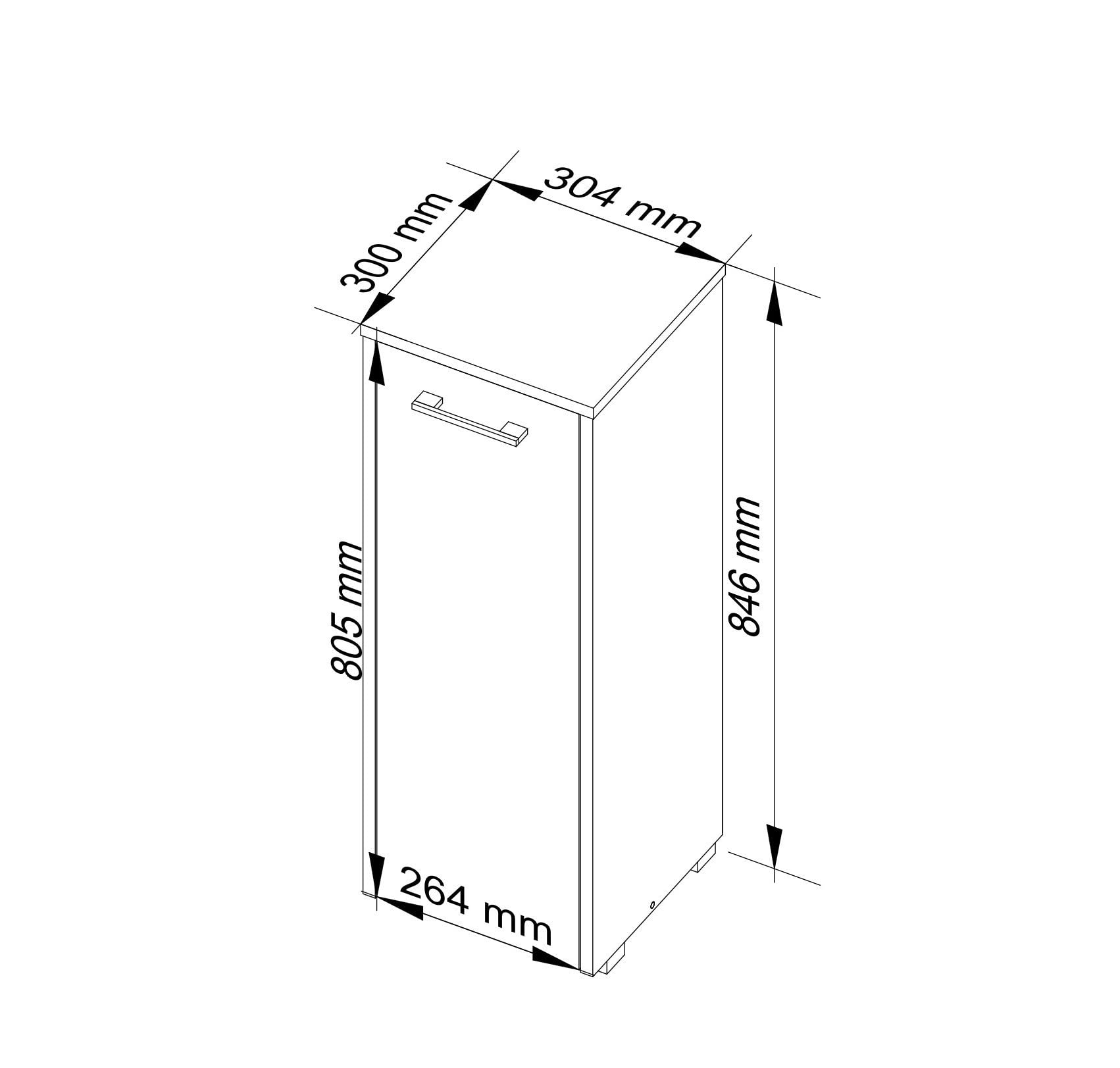 AKORD Meuble de Salle de Bain sur Pied Fin Simple Porte | Commode WC | Colonne Salle de Bain | Armoire Gain de Place | L30 x H82 x P30 cm | Porte à Gauche ou à Droite, Poids 12,5 kg