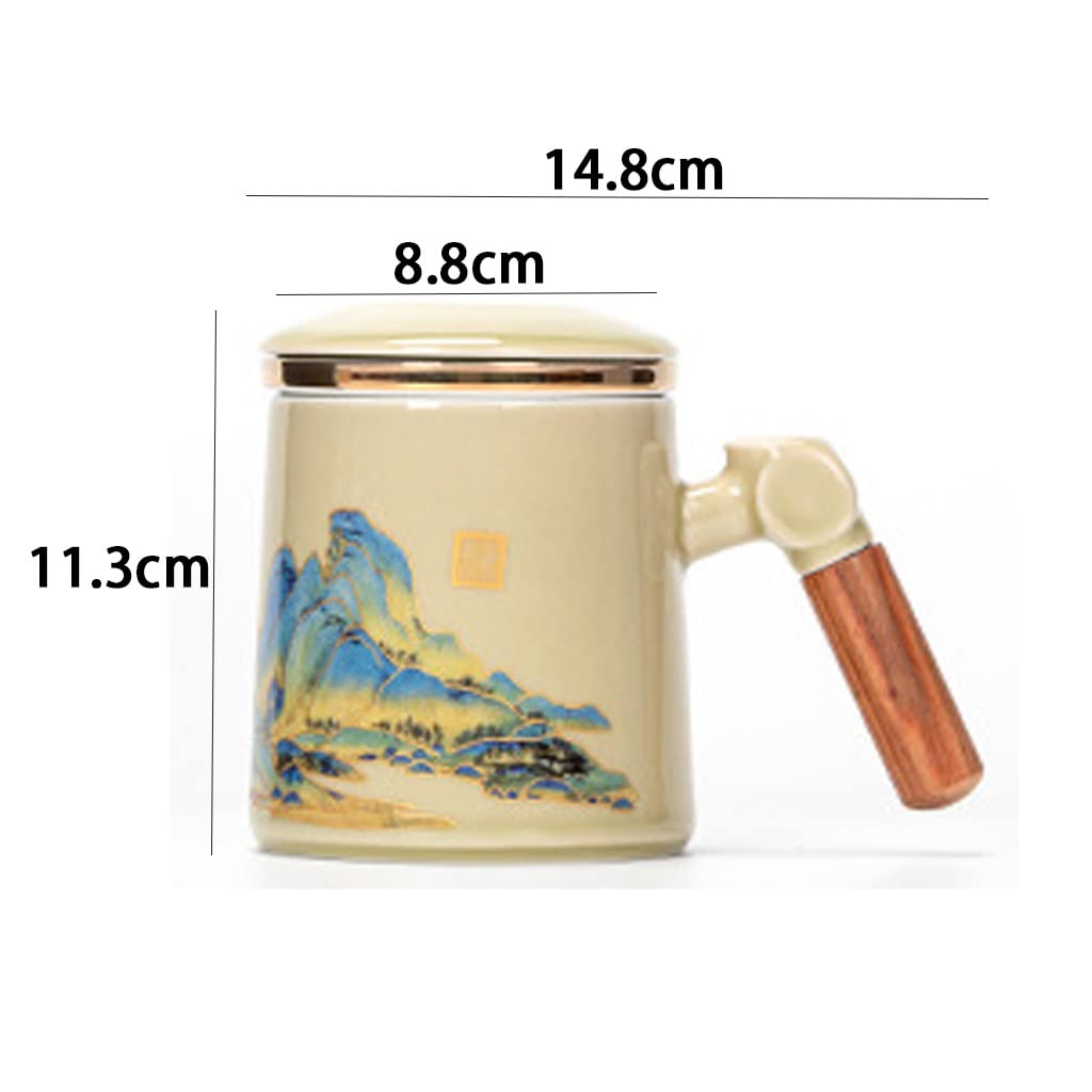 Orientalny ceramiczny zestaw do herbaty Zestaw do herbaty Ceramiczna filiżanka do herbaty z zaparzaczem i pokrywką, Porcelanowy kubek do herbaty, Idealny do biura i użytku domowego, Świetny prezent na