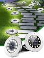 Coroor Solar Ground Lights, 12 LED Waterproof Garden Lights Outdoor Bright In-Ground, Solar Disk Lights Outdoor Decorations for Pathway Yard Lawn Patio Walkway Pool(4 Packs White)