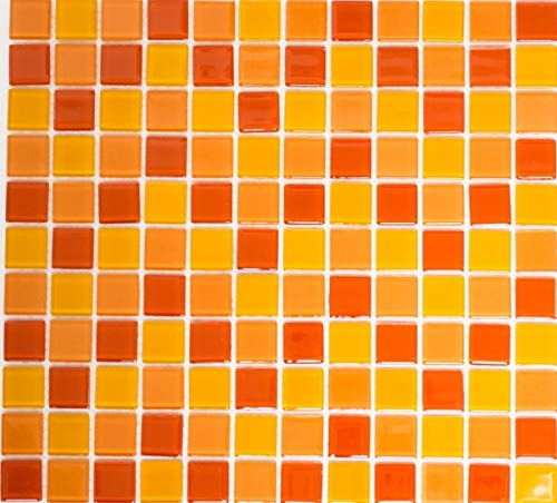MOS62-0802 - Azulejos de mosaico translúcido, color amarillo, naranja y rojo