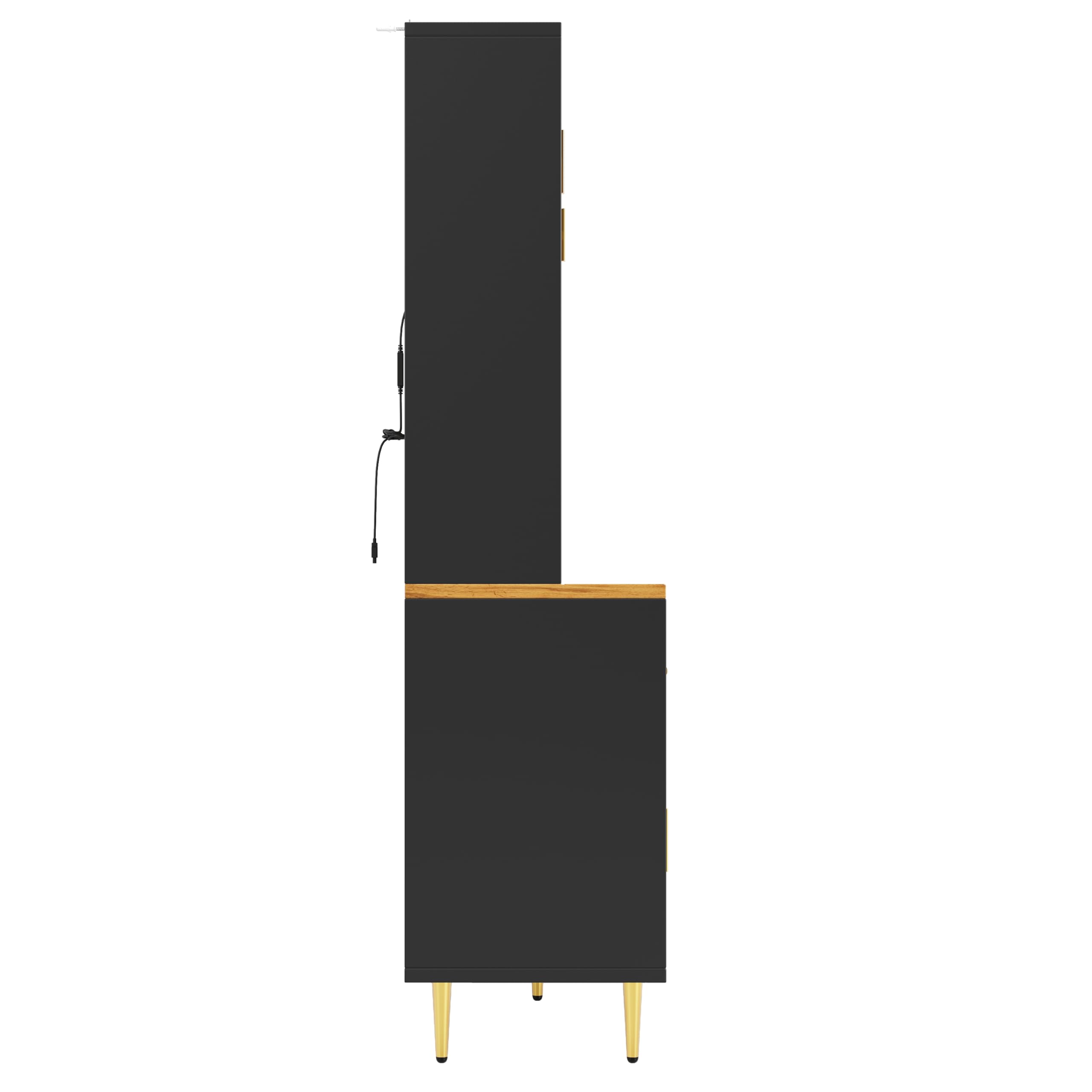 Armadio alto per soggiorno (145 × 39 × 171 cm), armadio da cucina, armadio alto con ripiani a parete forati (nero)