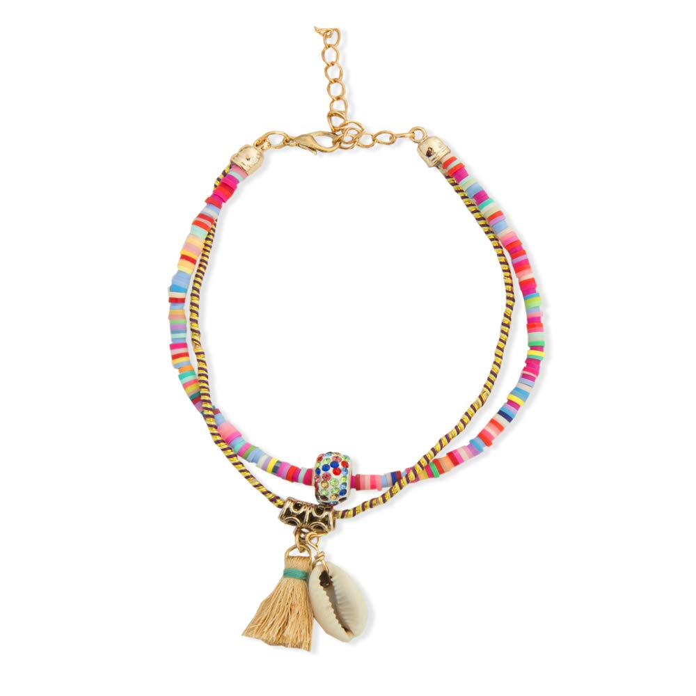 Generisch• Kiss Me! • Top model Ibiza Indian anklet with shells tassel colourful beads infinite friendship love.