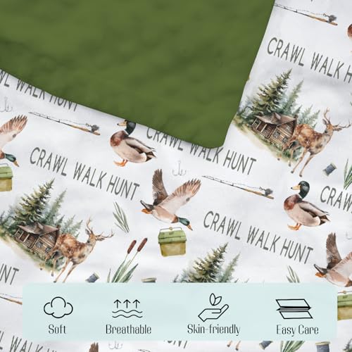 Image of Mink Baby Boys Blanket Deer Mallard Duck Hunter, Crawl Walk Hunt Wild Animal Hunting Lake Soft Double Layer Dotted Backing Receiving Blankets, Newborn Infant Toddler Nursery Crib Bedding 30x40