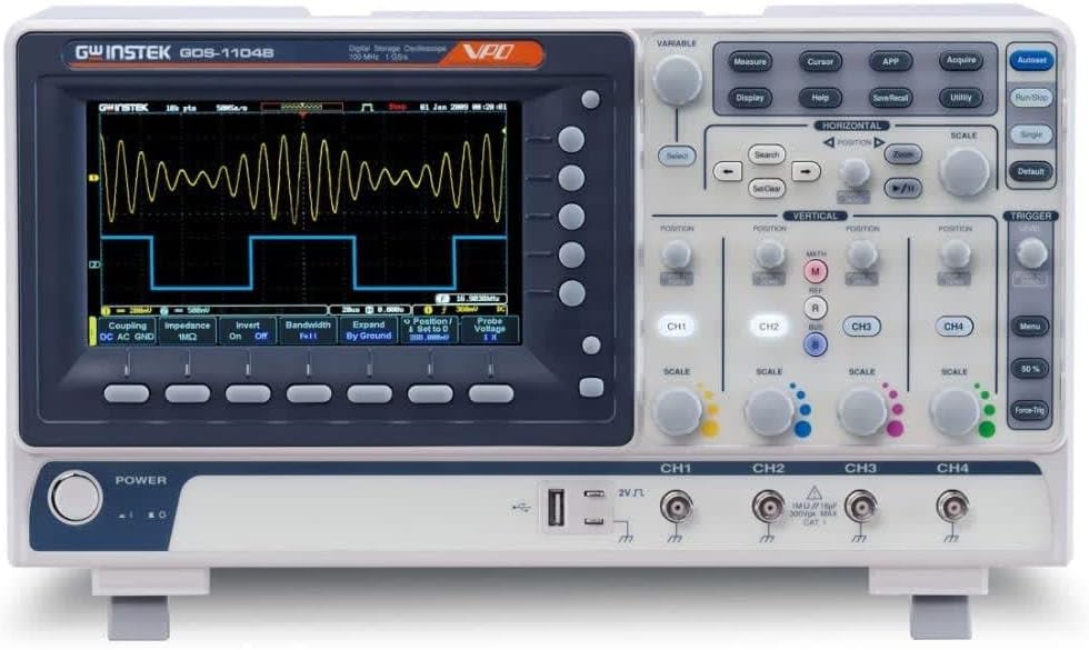 Instek GDS-1102B - 2 Canales, 100MHz, Osciloscopio de Almacenamiento Digital