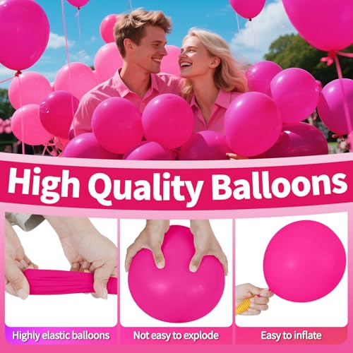 Image of 200pcs Hot Pink Balloons 5 Inch, Small Mini Latex Balloons for Party Birthday Baby Shower Anniversary Festival Arch Garland Decoration