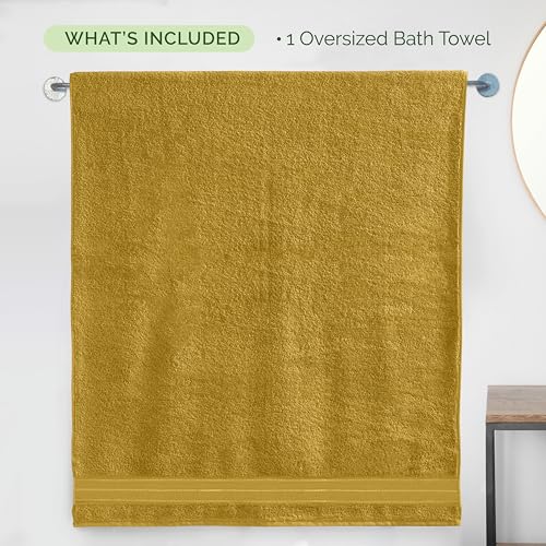 Image of Elegant Comfort Three Line Popcorn Extra Large Luxury Bath Towel - 40 inch x 80 inch inch, Premium Hotel Spa Quality 1 Piece Oversized Bath Sheet 100% Turkish Cotton Super Soft Highly Absorbent, Amber Gold