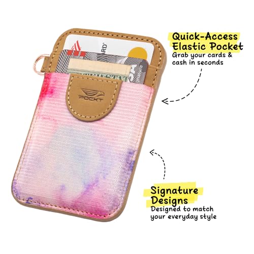 Image of POCKT Slim Card Holder Wallet For Men and Women - Minimalist Front Pocket Wallet Elastic Credit Card Holder Genuine Leather RFID Blocking Card Case Wallets, Mood, 4.25 x 2.75 x 0.15 inches, Minimalist
