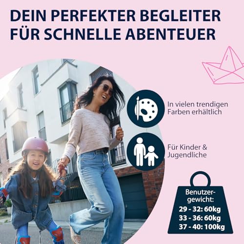 HUDORA Inline Skates Mia - Magnolia - Inliner f&uuml;r Kinder/Jugendliche & Erwachsene in Gr&ouml;&szlig;e 33-36 - Inlineskates bis zu 4 Gr&ouml;&szlig;en verstellbar - Bequeme & stilvolle Rollerskates