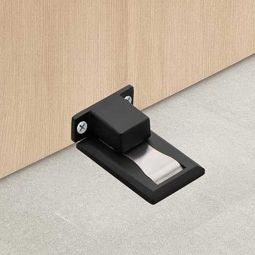 Image of Premium Concealed Magnetic Door Stopper /Stainless Steel Stopper Magnetic /Stylish Floor Mount Door Stopper for Home /Office and Hotels (Pack of 1, P. Black Finish)-| 3 Years Warranty |