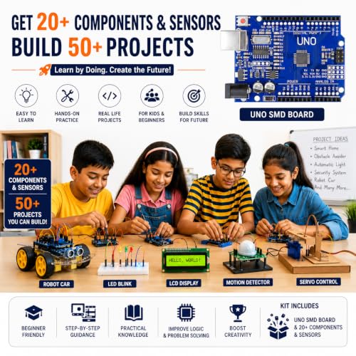 Image of The Ultimate Starter Kit for UNO R3 Development Board | Recommended Video Courses Inside | with Most Vital Components and sensors (Basics)