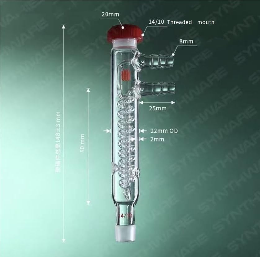 Condensador de microserpiente para reflujo eficiente con junta roscada 14/10 2