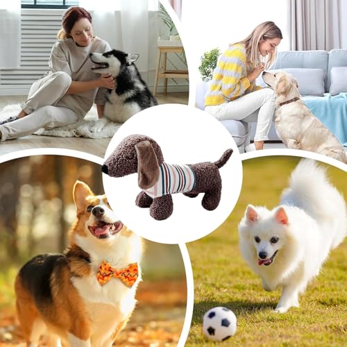 Dog Chew Hundespielzeug, quietschendes Plüsch, Dackel-Design für Welpen | Zahnreinigungstaste für Welpen, weiches Plüschtier, Kauspielzeug