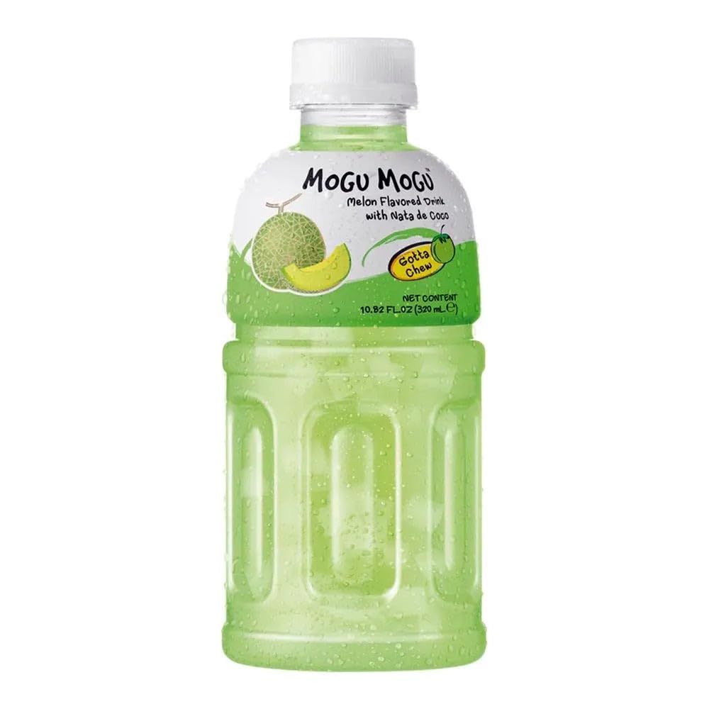 Mogu Mogu Nata De Coco Melon Flavored Drink | 320ml | Mogu Mogu Flavored Drinks | Nata De Coco | Jelly Texture | Refreshing Taste | Pack of 3 | Melon | Bottled Drink