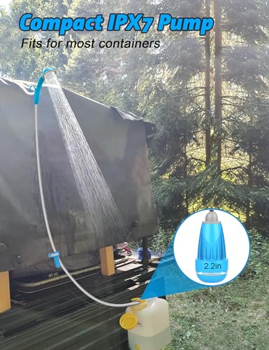LIBERRWAY Camping Shower Portable Travel Shower Outdoor with Showerhead, 1.8m Hose, USB Cable, 45-60min Rechargeable Battery and Water Pump for Bike Car Washing Pet Cleaning Plants Watering-Blue - Image 2