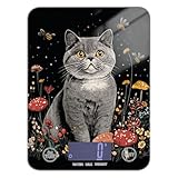 Food Scale British Shorthair Cats Black Digital Kitchen Scale Weight Grams and Oz for Cooking Baking