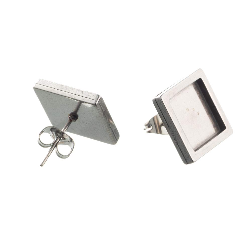 Amazon | ステンレス ピアス パーツ 10mm スクエア ミール皿 台座  