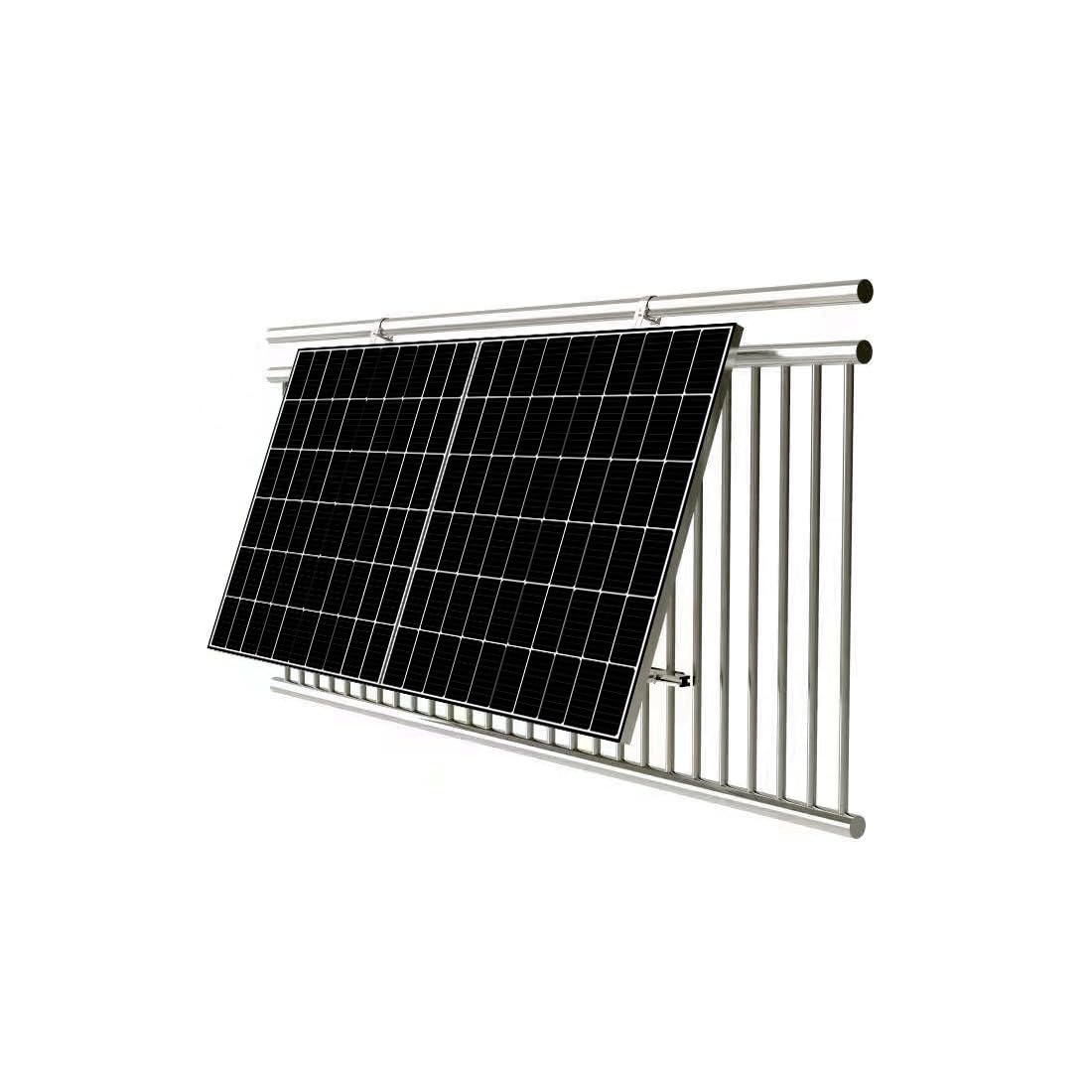 MAPLES Kit staffe per kit fotovoltaico da balcone, per tutti i pannelli solari,in lega di alluminio, per pannelli solari,per ringhiera e balcone,angolo regolabile 0° o 15-30°, facile installazione
