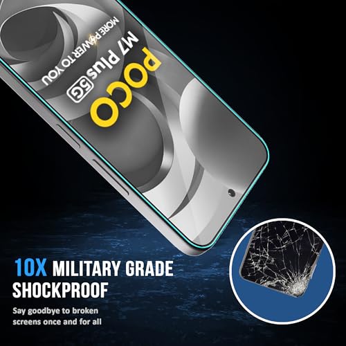 Image of ArmourPro Military Grade Gorilla Tempered Glass Screen Protector Compatible For Poco M7 Plus (6.9 Inch) With Easy Installation Kit| Edge To Edge Coverage |Black