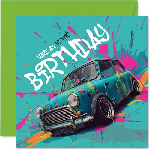 Carte anniversaire joueur voitures classiques