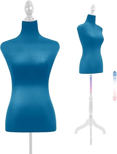 Cuerpo de maniquí femenino con soporte de trípode de madera, 50-63 pulgadas, forma de vestido portátil y ajustable para coser, exhibición de ropa,