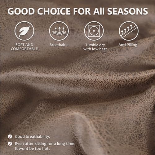 Image of ANARACHON Recliner Couch Cover Leather Look Recliner Sofa Covers for 3 Cushion Reclining Sofa Slipcovers 8-Pieces Furniture Protector Spandex Fabric Washable (3 Seater, 02 Light Brown)