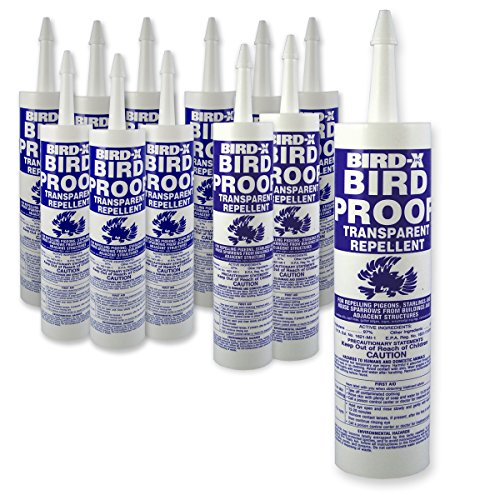Bird-X Bird Proof Gel Sticky and Transparent Clear Gel Long-Lasting and Easy to Use Each Tube Covers 10 Linear feet Pack of 12 Tubes (10 fl. oz. Each)