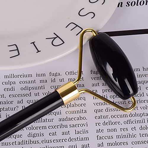 yeacher Rolo de Jade Preto e Placa de Raspagem Conjunto de Pedra de Jade Ferramentas de Massagem par