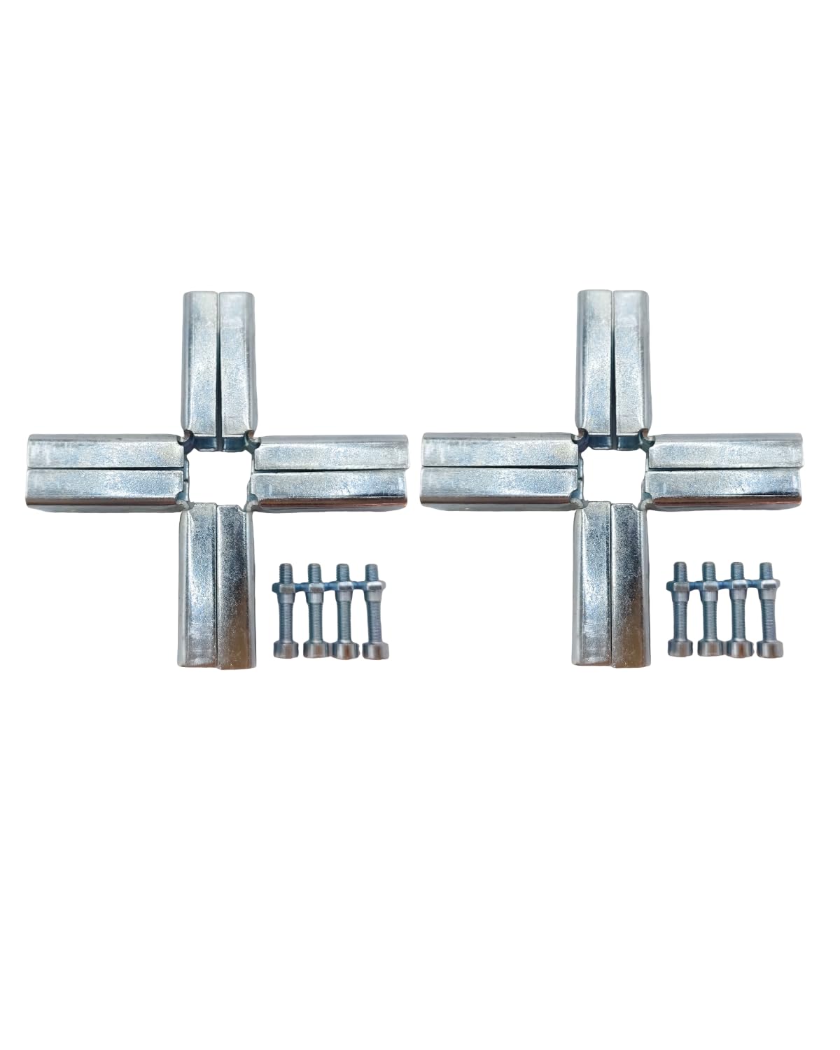 Square Structural Pipe Connectors 5 Way End Rails Clamp with Wrench, Steel, 1" Fit Pipe Dia, Silvery (2)